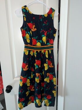🍋New York & Company Eva Mendes Sundress w/ Multicolor Fruit Lemon Accents size 0